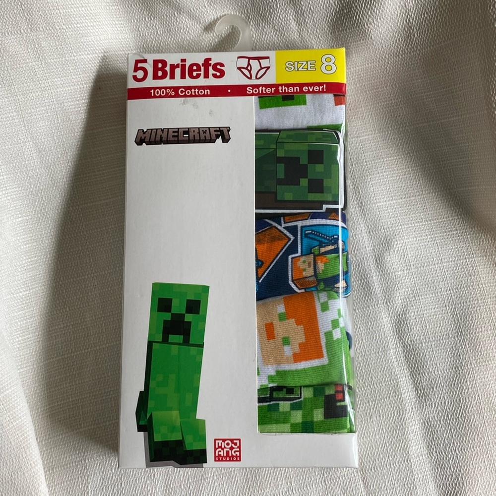 NIB - Minecraft Boys Briefs 1 - 5pk Size 8 by Handcraft